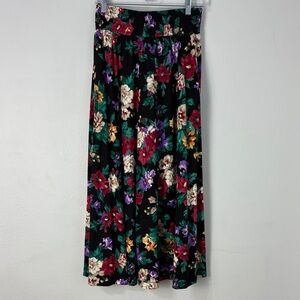 Vtg 90s Floral Maxi Skirt Size‎ M Modest Knit Pockets Cottagecore Boho Feminine